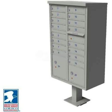 FLORENCE MFG CO Vital Cluster Box Unit, 16 Mailboxes, 2 Parcel Lockers, Postal Grey 1570-16AF